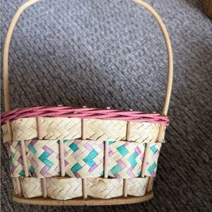 Colorful Woven vintage  EASTER Basket with Handle